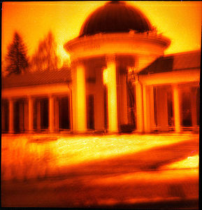 Marianske Lazne, 2016. Diana F+ camera, Lomography Redscale film, multi-exposure