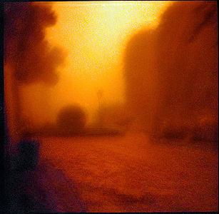 San Marino, 2014. Diana F+ camera,  Lomography Redscale film, multi-exposure